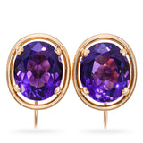 Vintage 14k Yellow Gold 8.25tcw Amethyst Screw Back Earrings