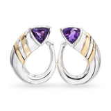 Cartier Vintage Sterling Silver and 18k Yellow Gold Amethyst Curved Earrings