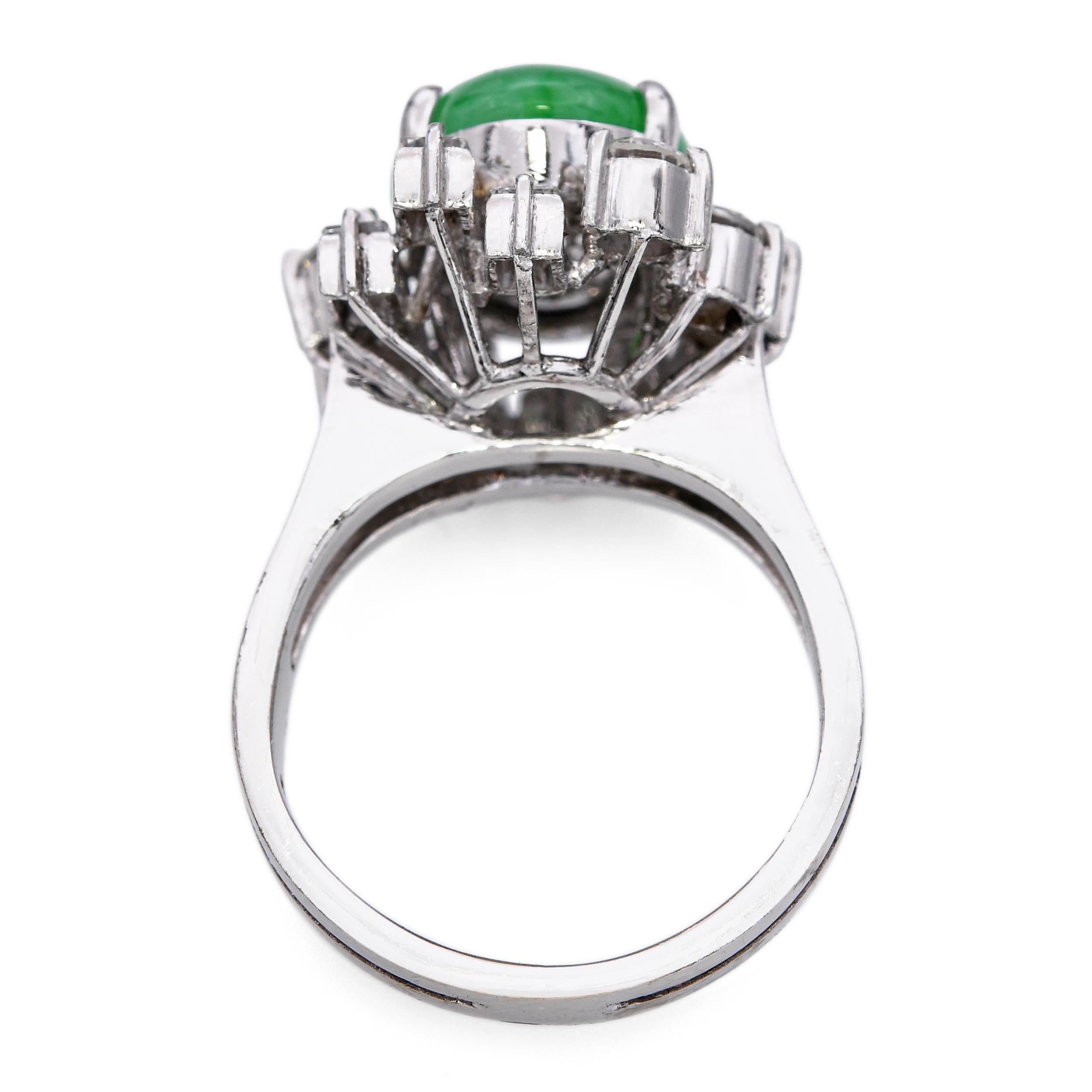 Vintage Precious Metal Alloy 5.35ct Jade and 1.82tcw Diamond Ring