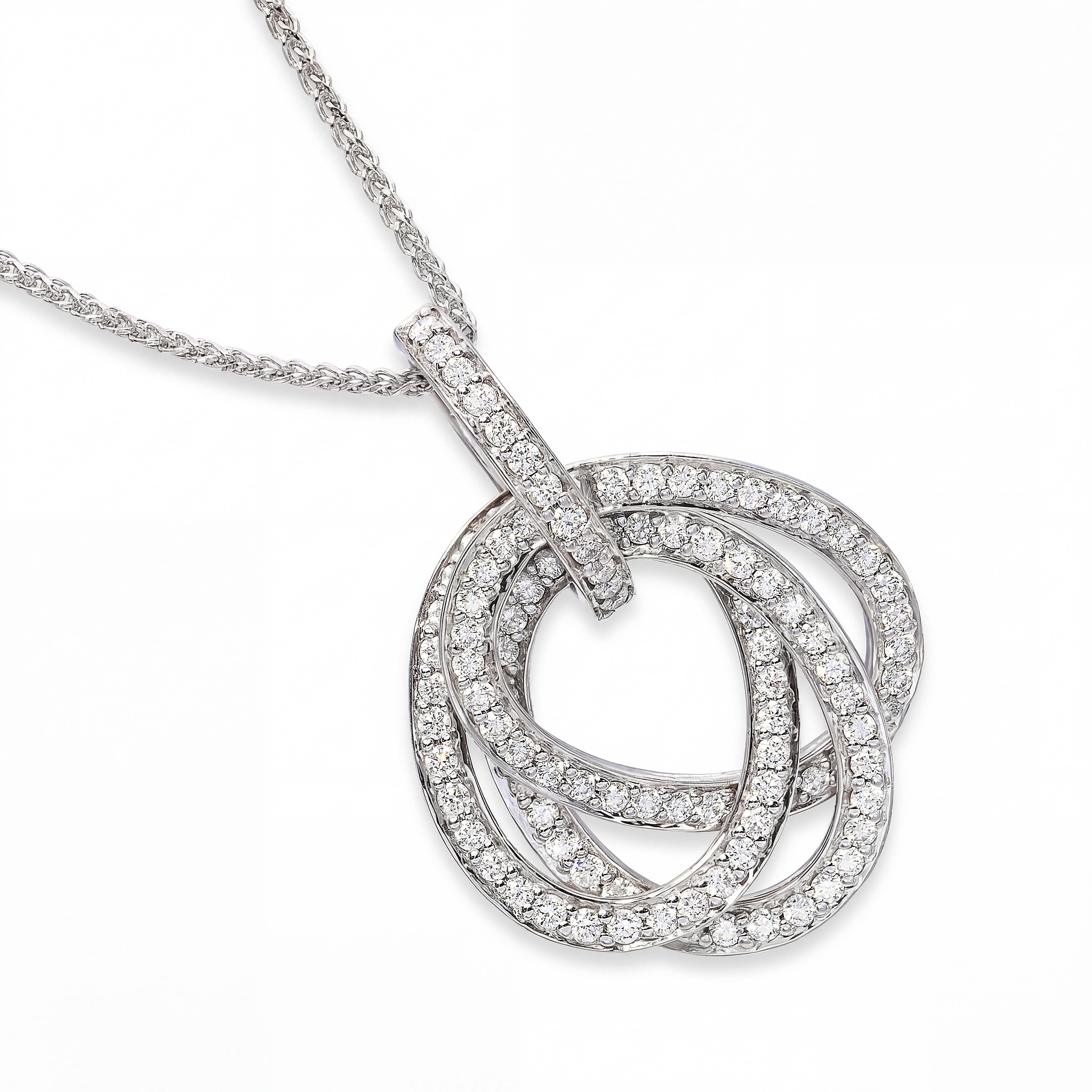 14k White Gold Diamond Eternity Pendant Necklace