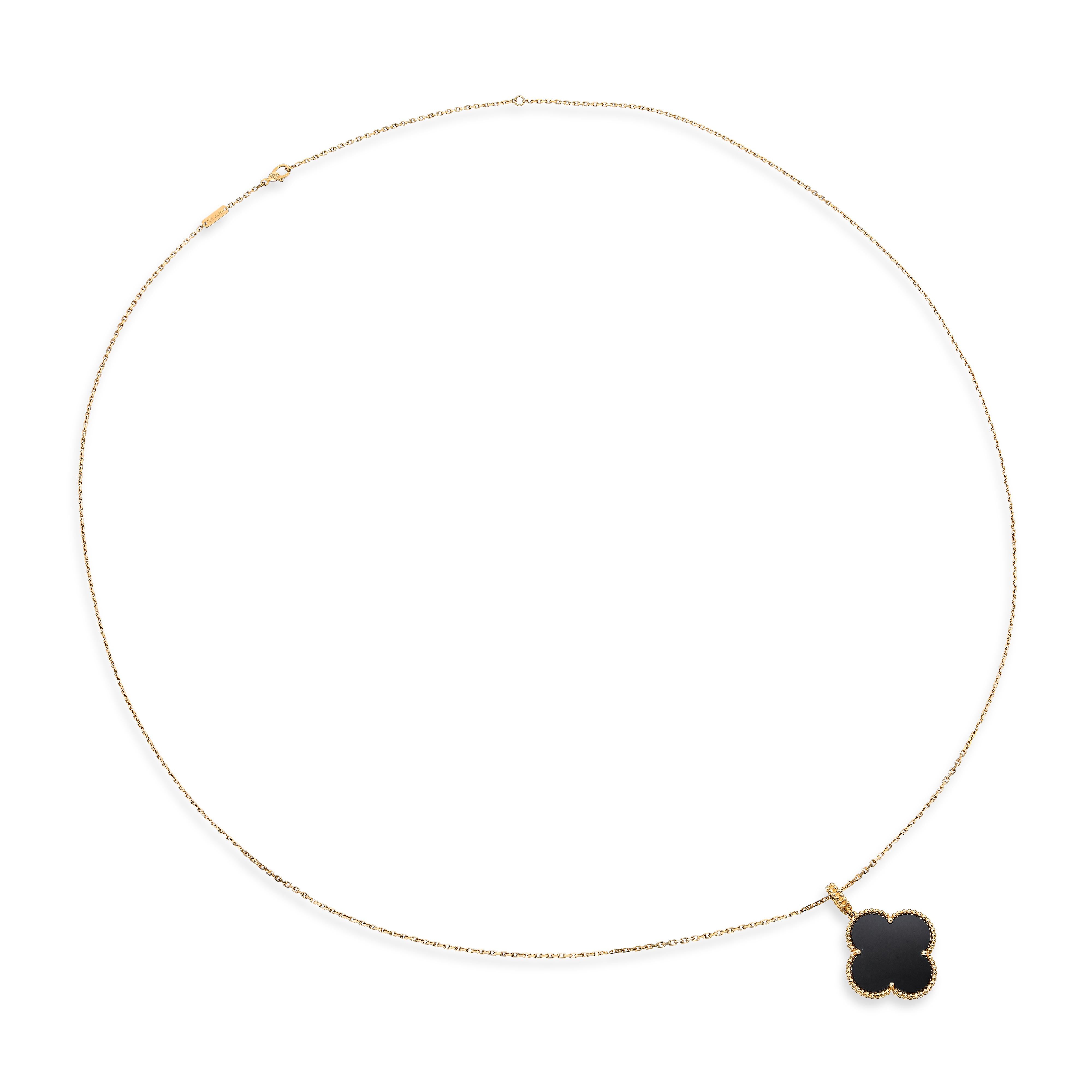 Van Cleef & Arpels 18K Rose Gold Onyx Magic Alhambra Pendant Necklace