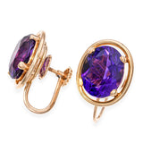Vintage 14k Yellow Gold 8.25tcw Amethyst Screw Back Earrings