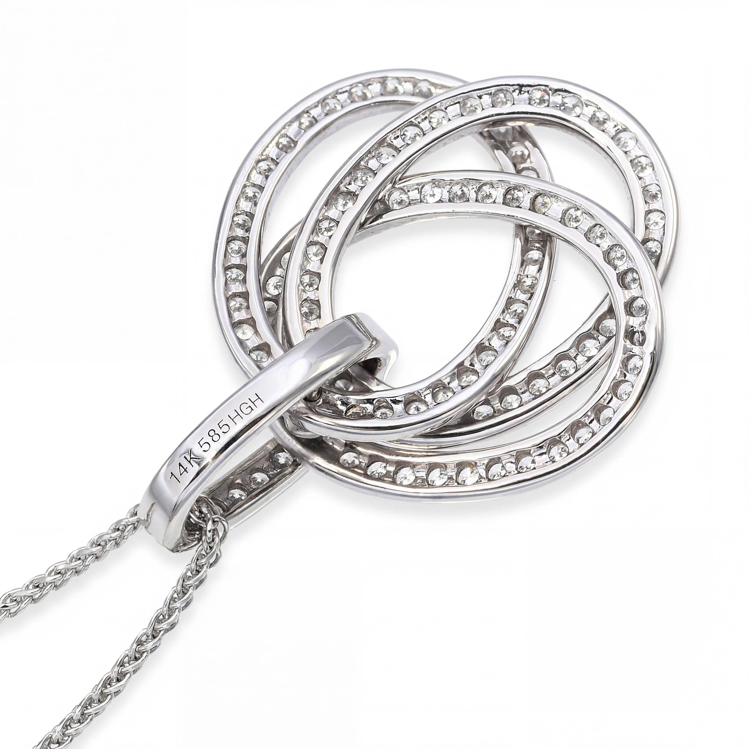 14k White Gold Diamond Eternity Pendant Necklace