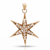Victorian 9k Yellow Gold Polki Cut Diamond Star Pendant