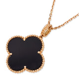 Van Cleef & Arpels 18K Rose Gold Onyx Magic Alhambra Pendant Necklace