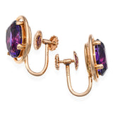 Vintage 14k Yellow Gold 8.25tcw Amethyst Screw Back Earrings