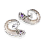 Cartier Vintage Sterling Silver and 18k Yellow Gold Amethyst Curved Earrings