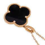 Van Cleef & Arpels 18K Rose Gold Onyx Magic Alhambra Pendant Necklace