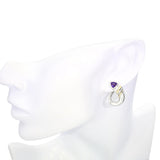 Cartier Vintage Sterling Silver and 18k Yellow Gold Amethyst Curved Earrings