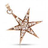 Victorian 9k Yellow Gold Polki Cut Diamond Star Pendant