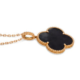 Van Cleef & Arpels 18K Rose Gold Onyx Magic Alhambra Pendant Necklace