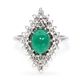 Vintage 14k White Gold 1.10ct Emerald and Diamond Ring