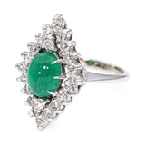 Vintage 14k White Gold 1.10ct Emerald and Diamond Ring