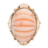 Vintage Yellow Gold Carved Coral Cocktail Ring