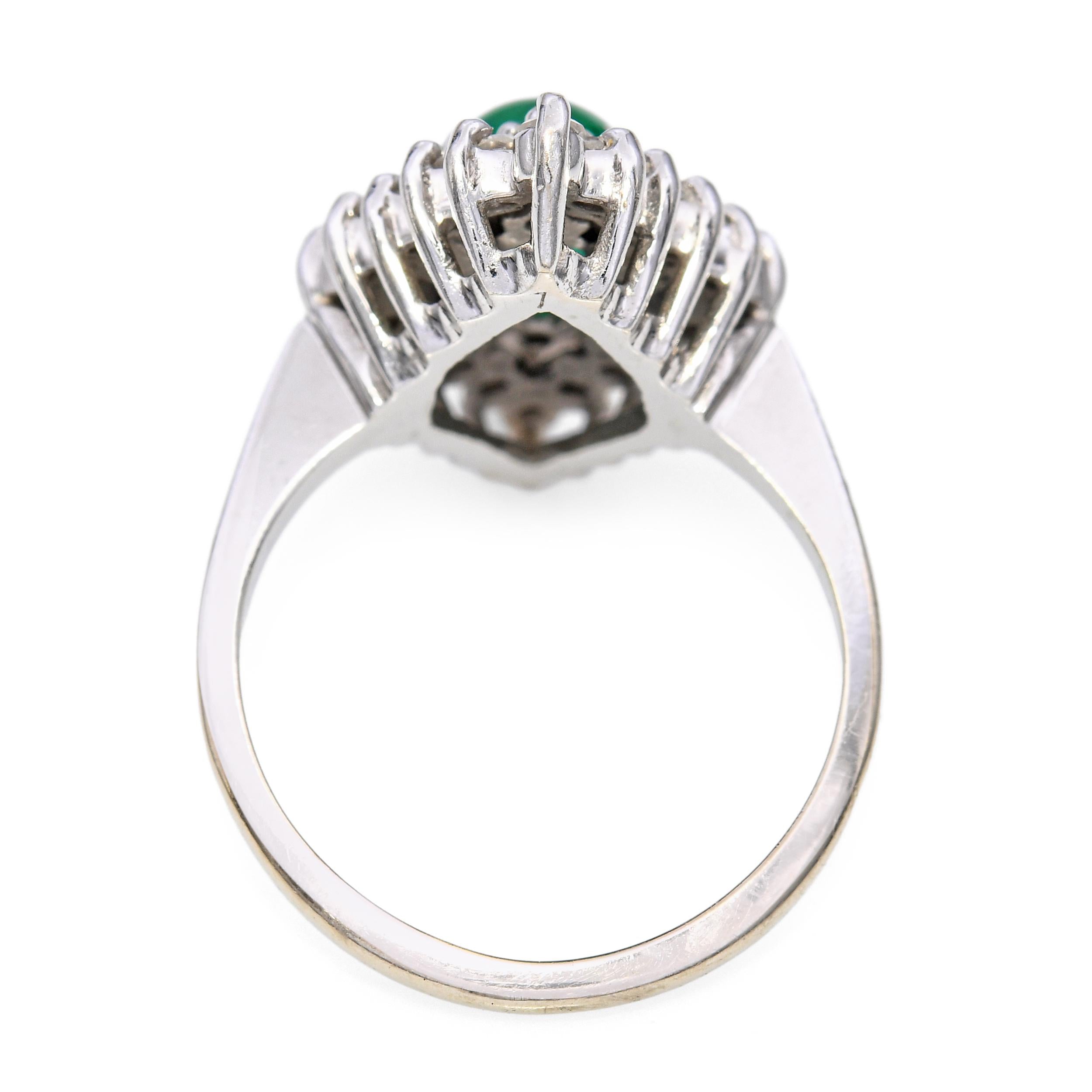 Vintage 14k White Gold 1.10ct Emerald and Diamond Ring