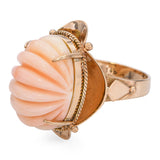 Vintage Yellow Gold Carved Coral Cocktail Ring
