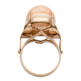 Vintage Yellow Gold Carved Coral Cocktail Ring