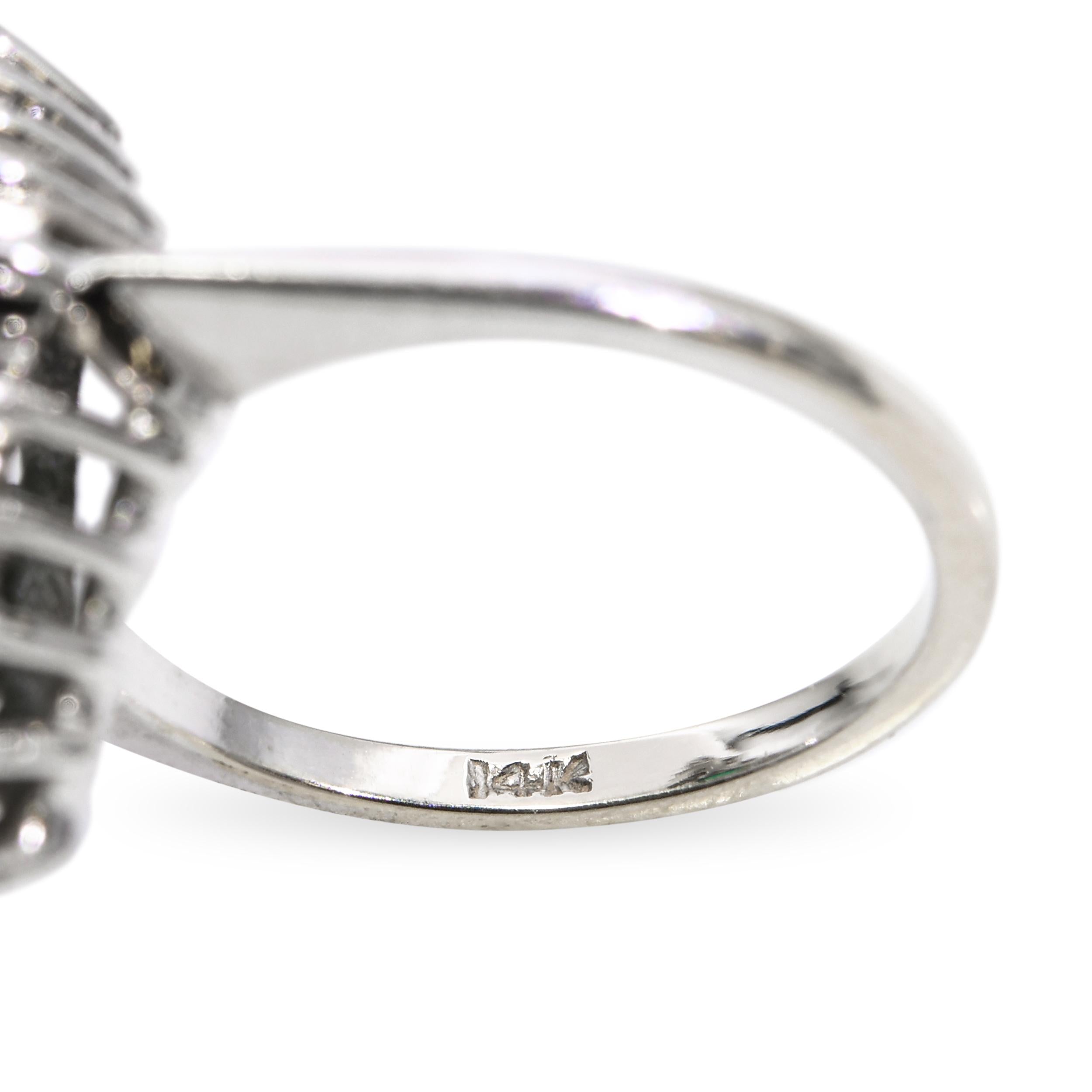 Vintage 14k White Gold 1.10ct Emerald and Diamond Ring