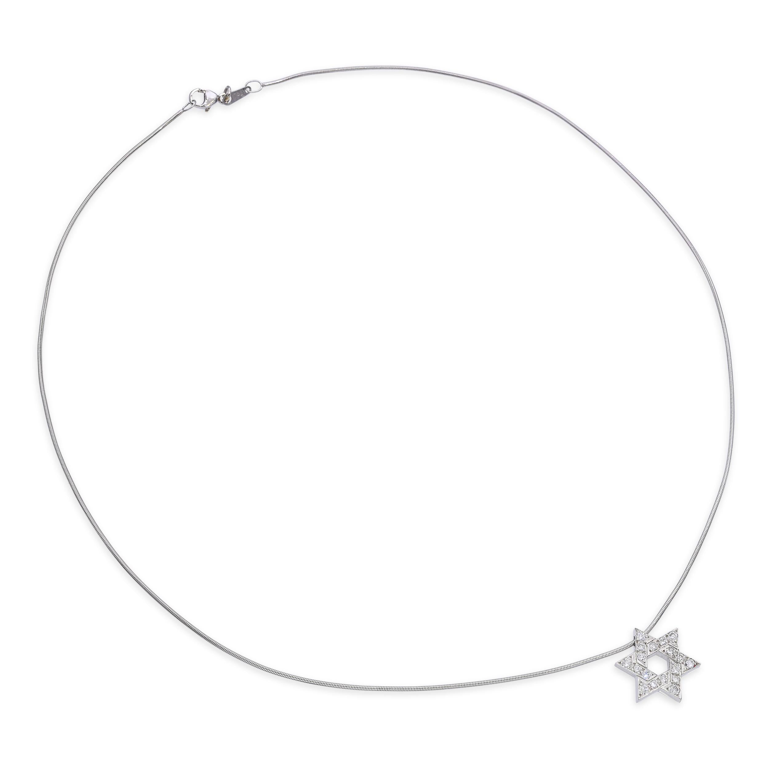 Platinum Diamond Star of David Pendant Necklace