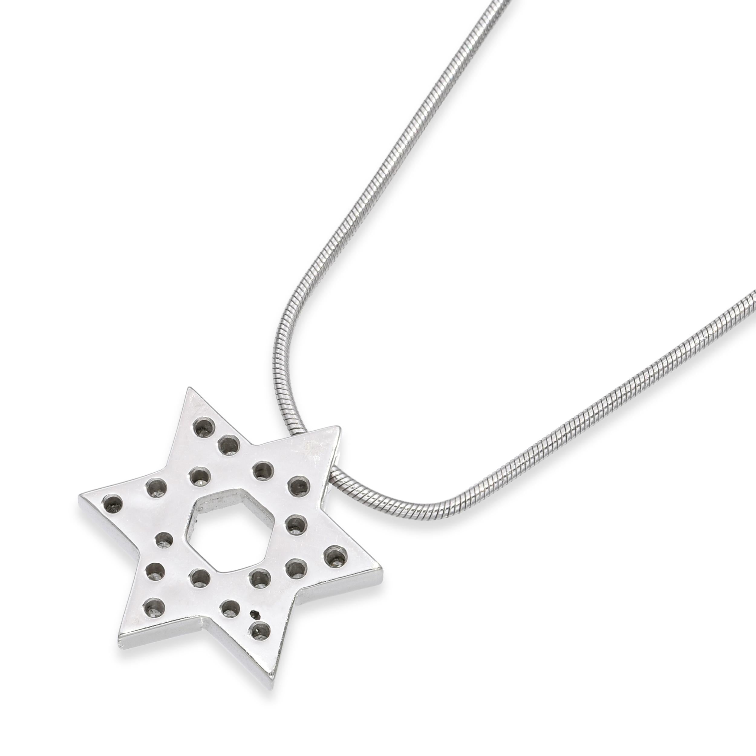 Platinum Diamond Star of David Pendant Necklace
