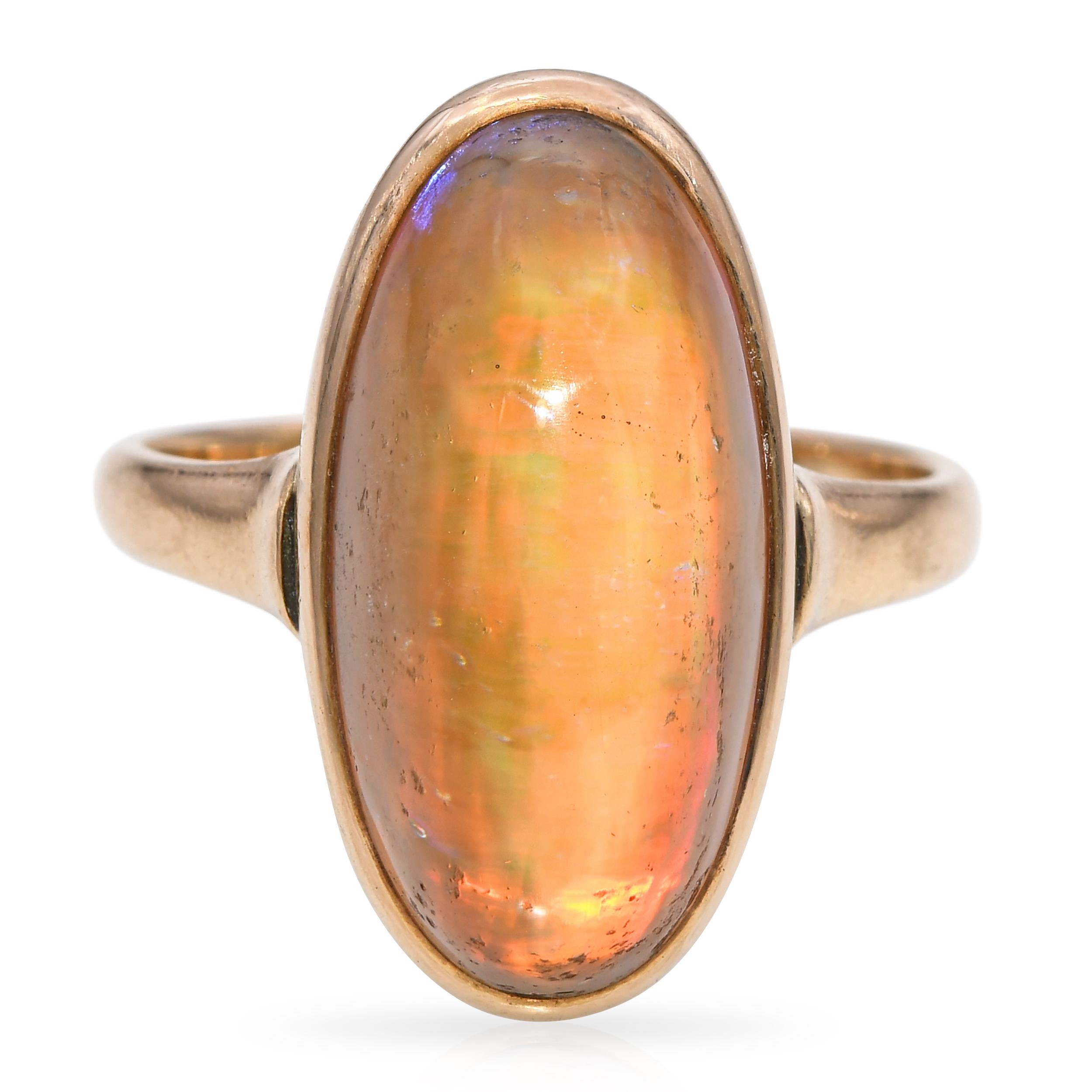 Vintage 10k Yellow Gold Synthetic Opal Doublet Ring