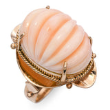 Vintage Yellow Gold Carved Coral Cocktail Ring
