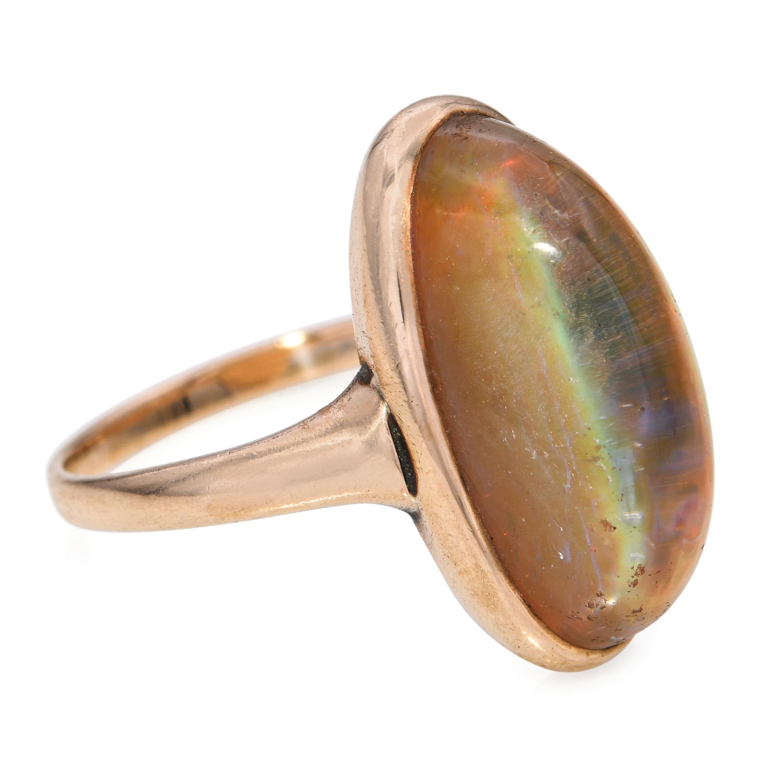 Vintage 10k Yellow Gold Synthetic Opal Doublet Ring