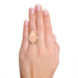 Vintage Yellow Gold Carved Coral Cocktail Ring