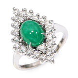 Vintage 14k White Gold 1.10ct Emerald and Diamond Ring