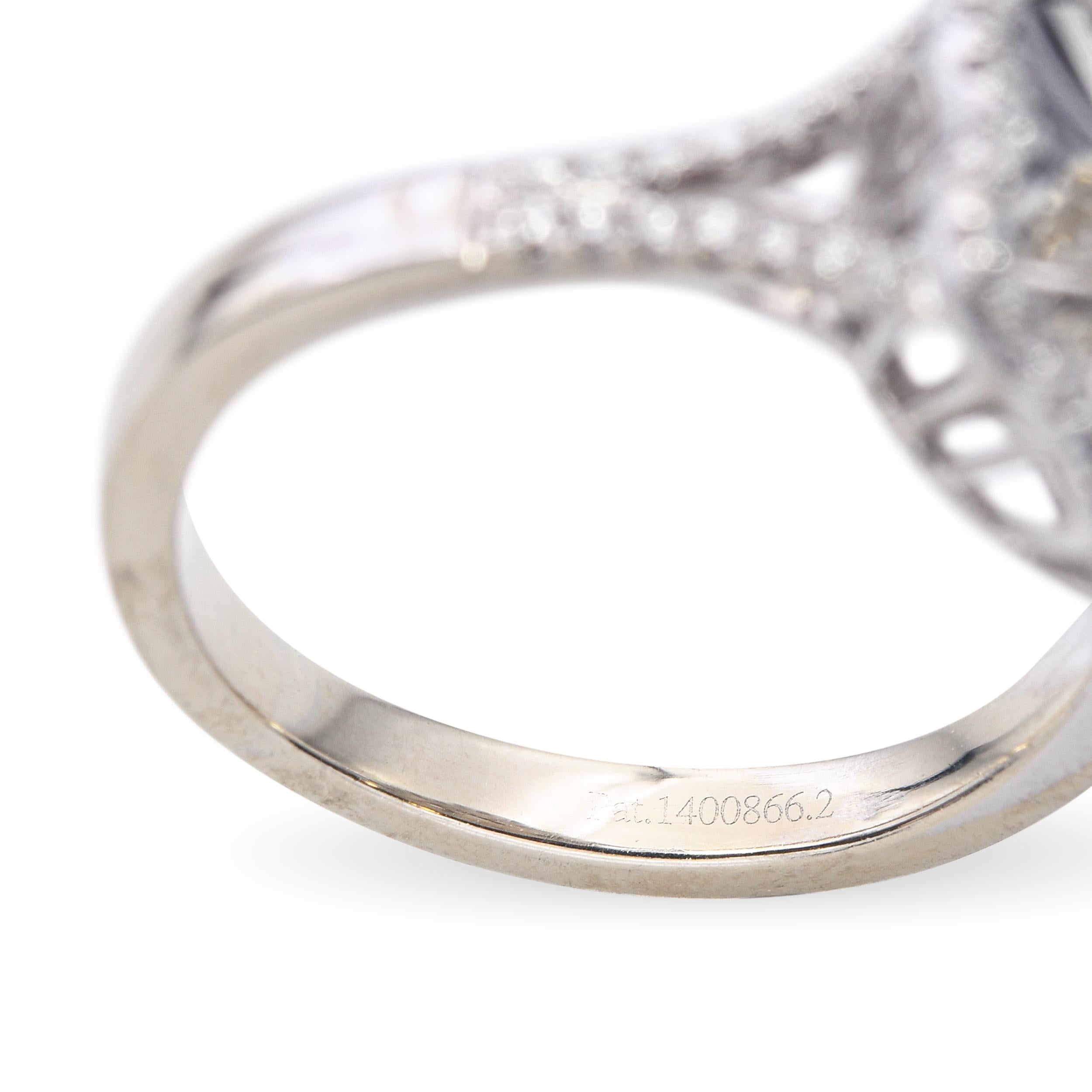 18k White Gold 0.90tcw Faint Yellow Si1 Diamond Floral Bright Cut Ring