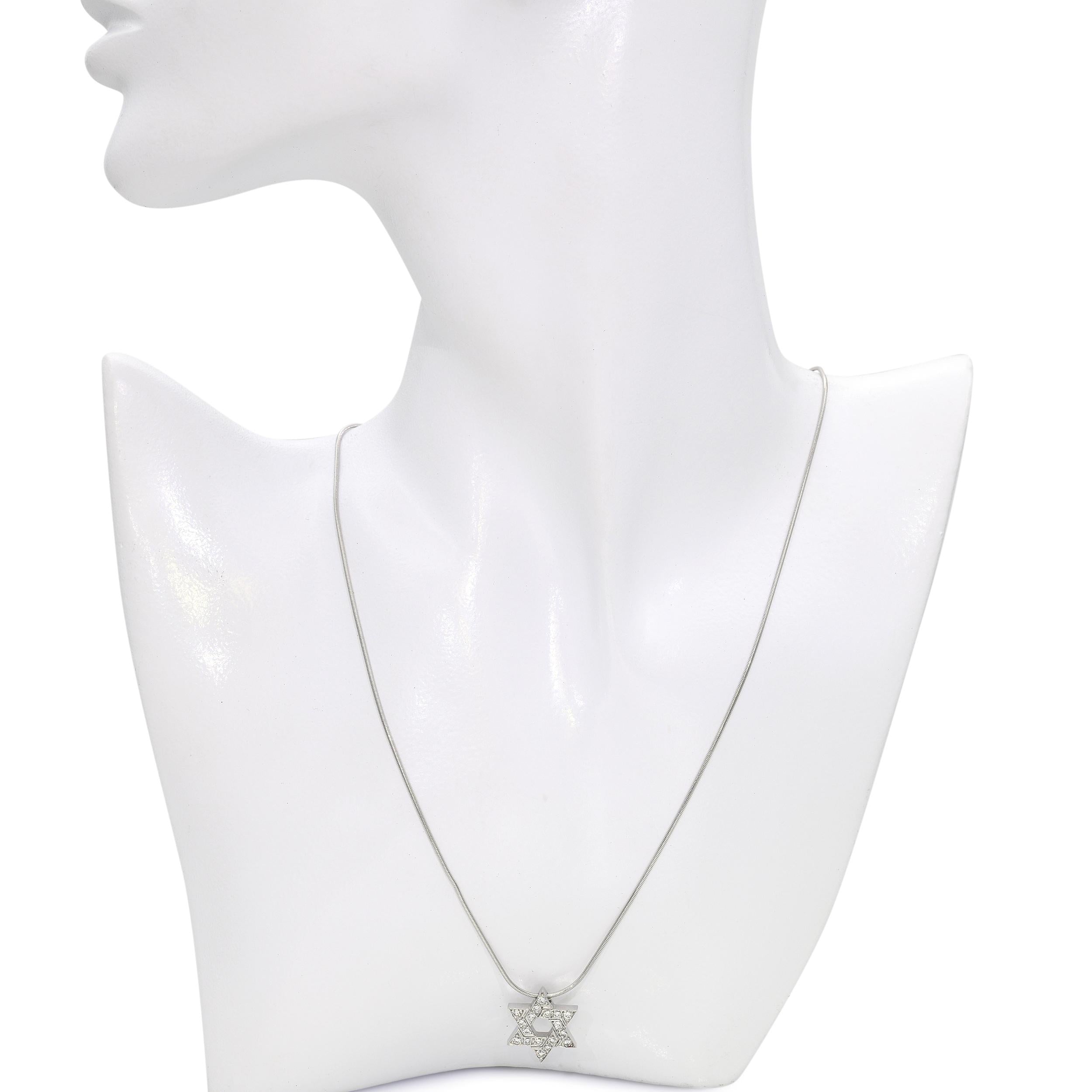 Platinum Diamond Star of David Pendant Necklace