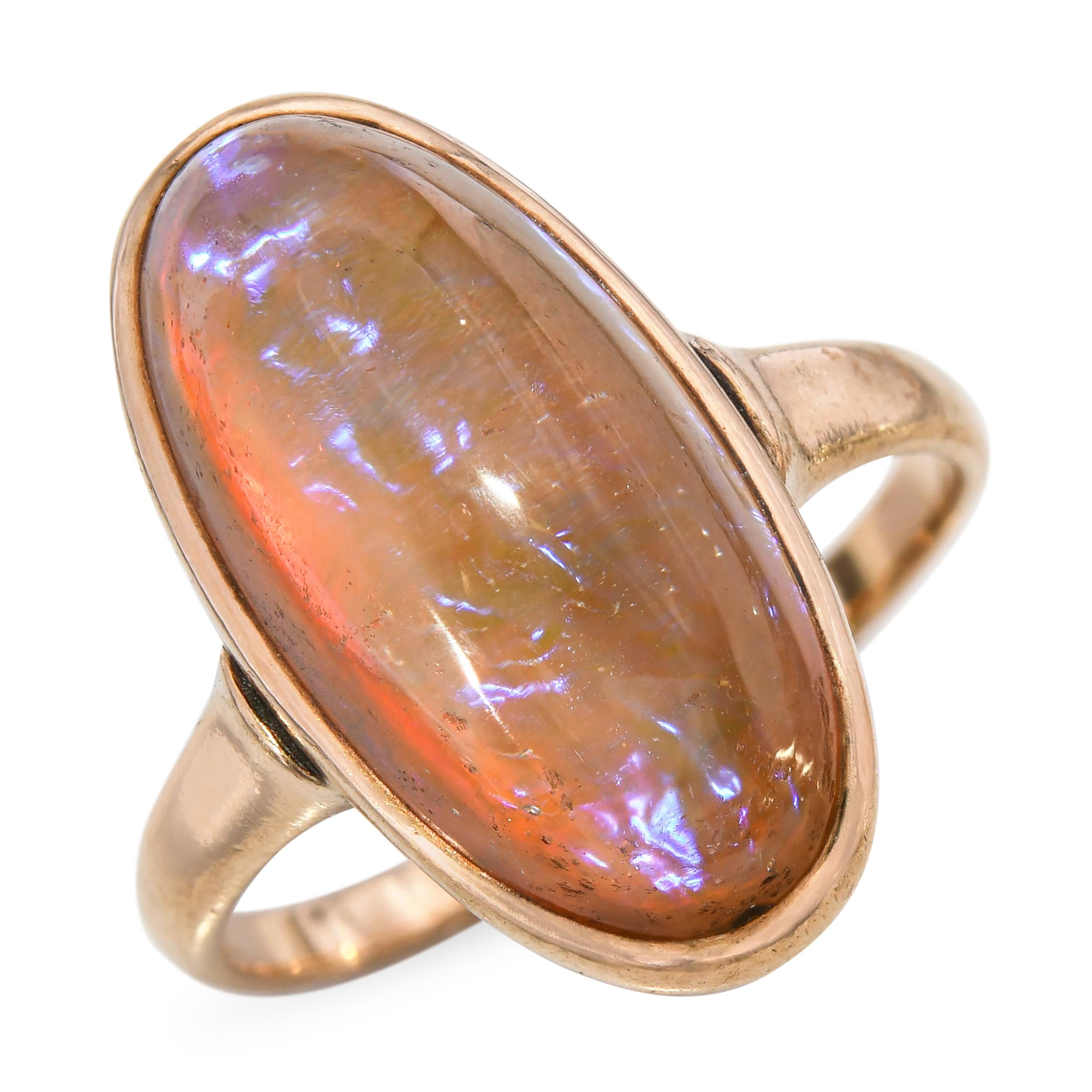 Vintage 10k Yellow Gold Synthetic Opal Doublet Ring