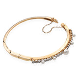Antique 14k Yellow Gold 0.54tcw Diamond and Pearl Hinge Bracelet