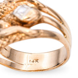 Vintage 14k Yellow Gold Diamond Triple Snake Ring