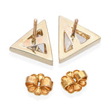 Vintage 14k Yellow Gold 1.62tcw Trillion Cut Diamond Stud Earrings