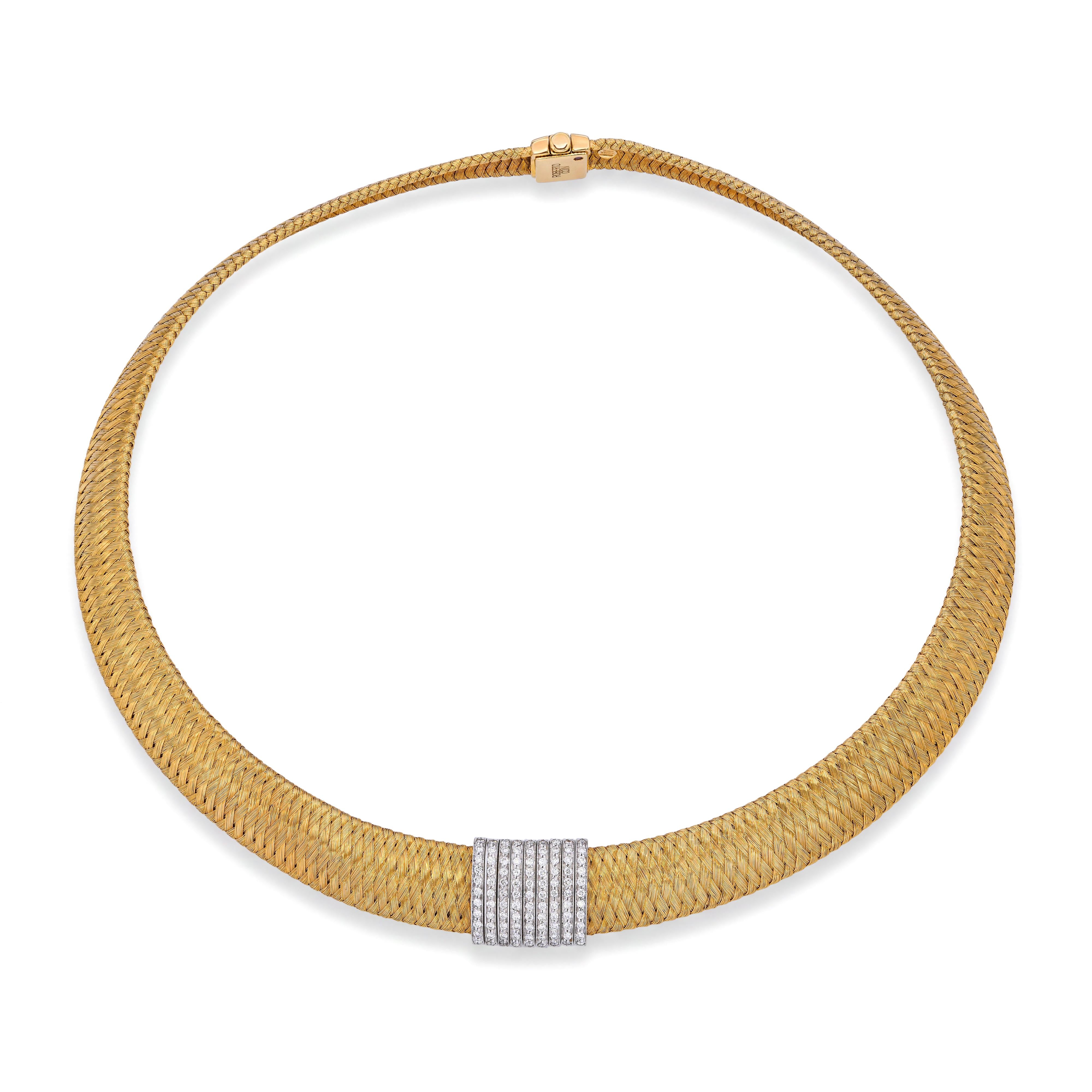 Roberto Coin 18k Two Tone Gold Appassionata Woven Collar Necklace