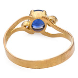 Vintage 14k Yellow Gold Diamond and 0.65ct Sapphire Ring