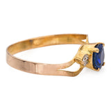 Vintage 14k Yellow Gold Diamond and 0.65ct Sapphire Ring