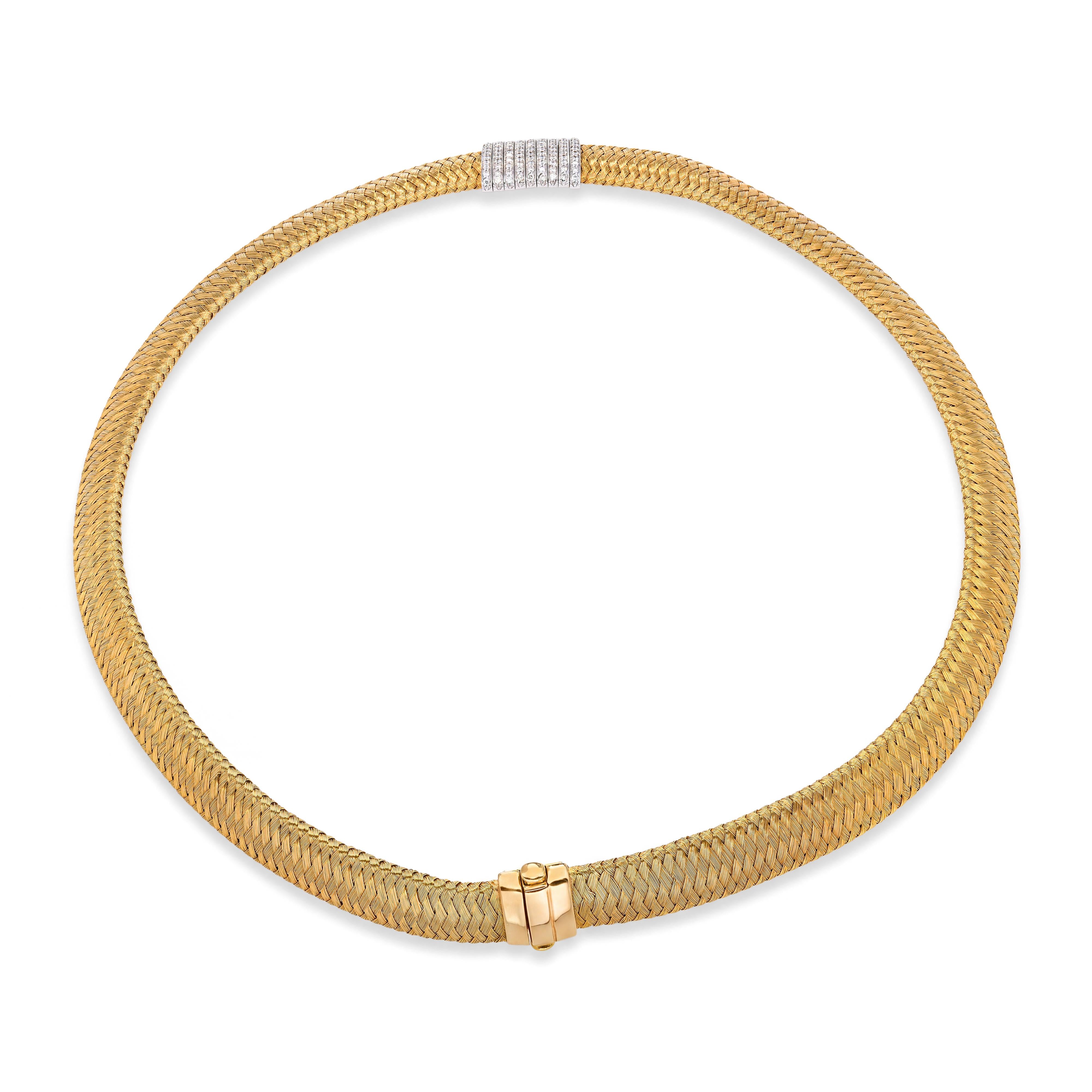 Roberto Coin 18k Two Tone Gold Appassionata Woven Collar Necklace