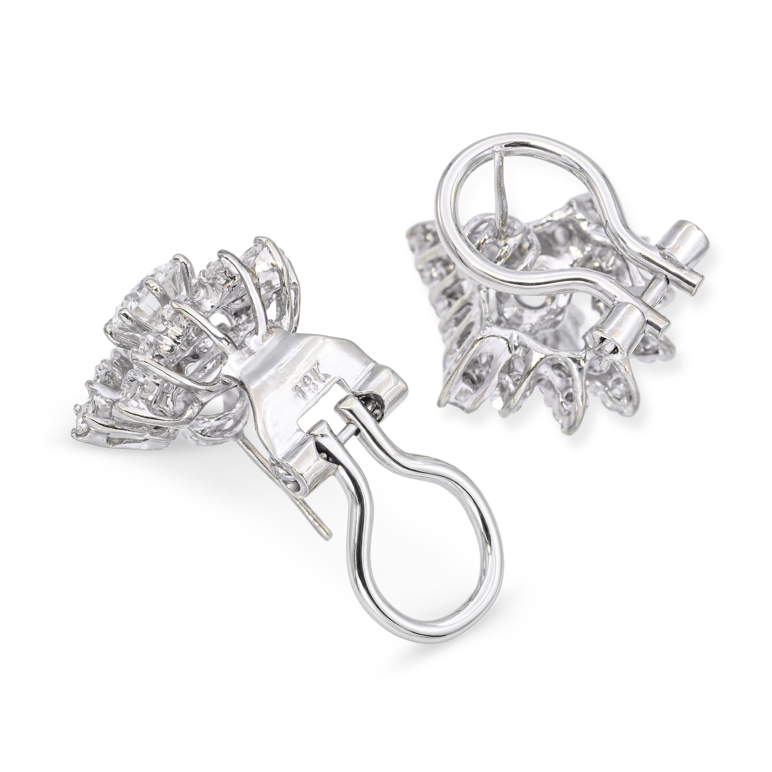 Vintage 14k White Gold 1.52tcw Diamond Motif Earrings