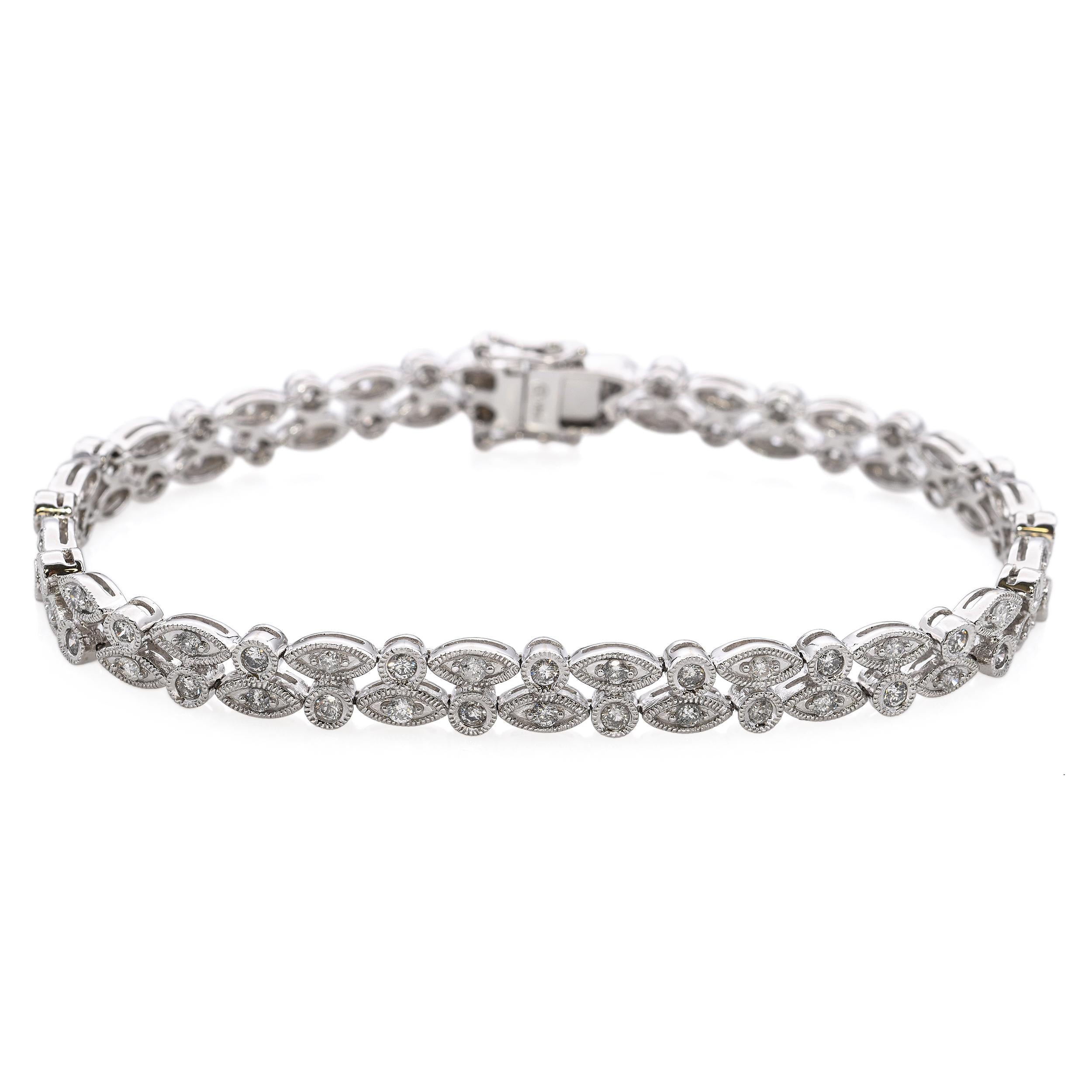 14k White Gold 1.25tcw Diamond Link Bracelet