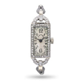 Art Deco Platinum Shreve & Co 1.00tcw Diamond Hand Wind Ladies Watch