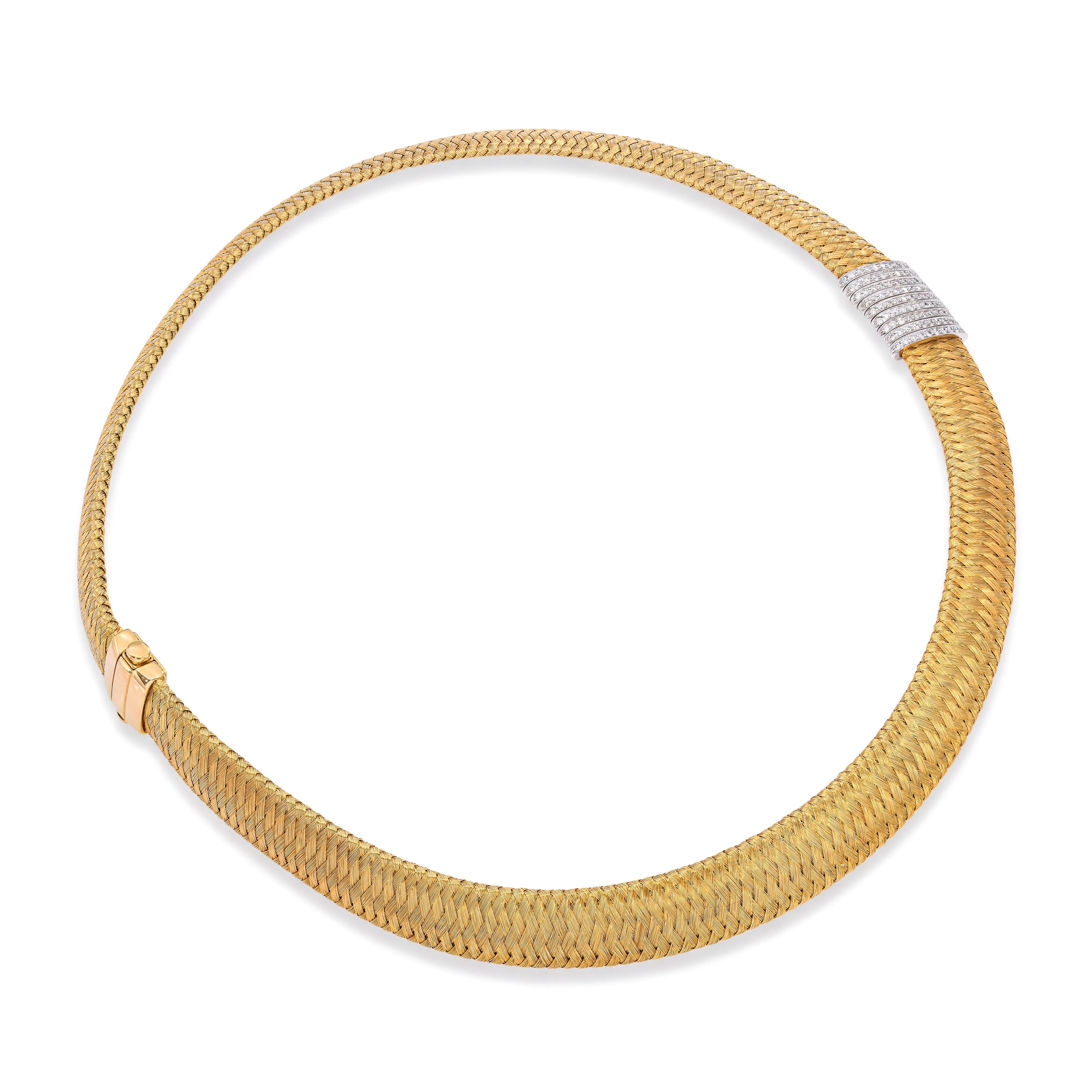 Roberto Coin 18k Two Tone Gold Appassionata Woven Collar Necklace