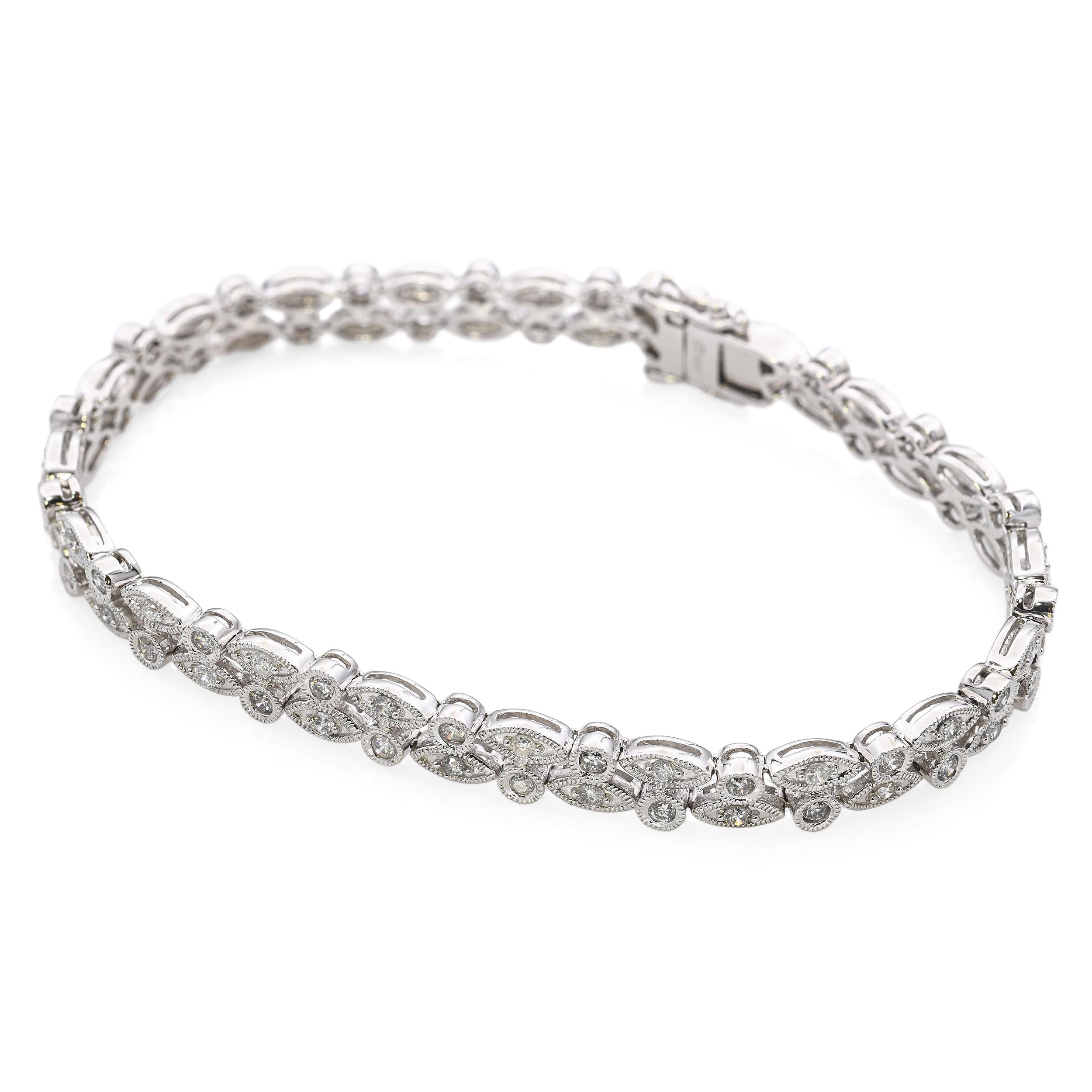 14k White Gold 1.25tcw Diamond Link Bracelet