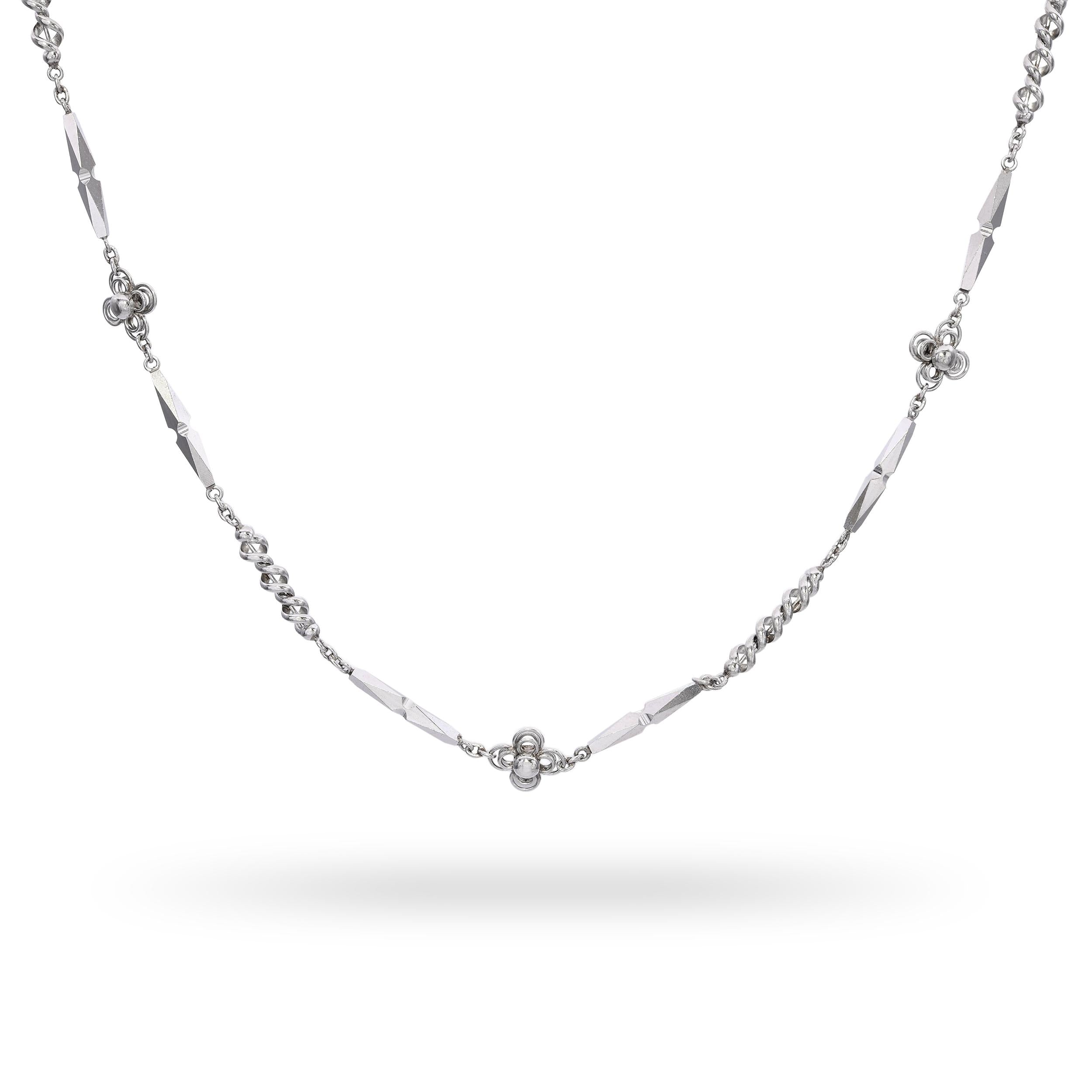 Platinum Ornate Link Chain Necklace