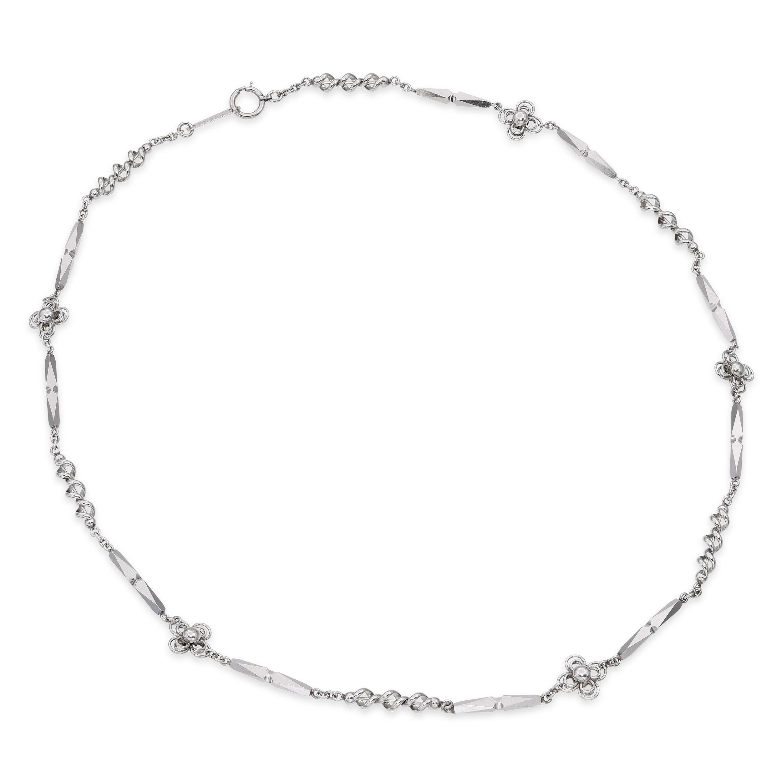 Platinum Ornate Link Chain Necklace