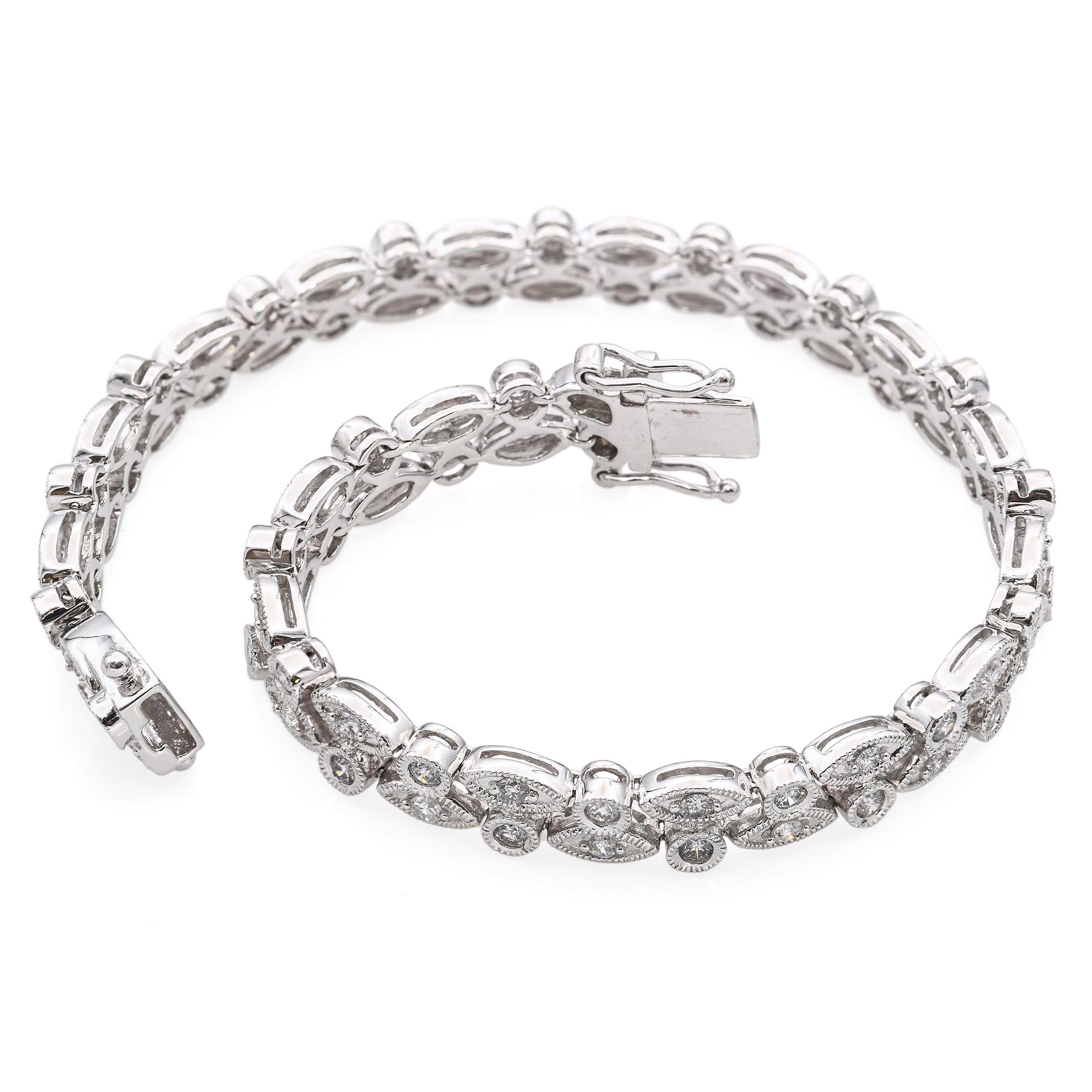 14k White Gold 1.25tcw Diamond Link Bracelet