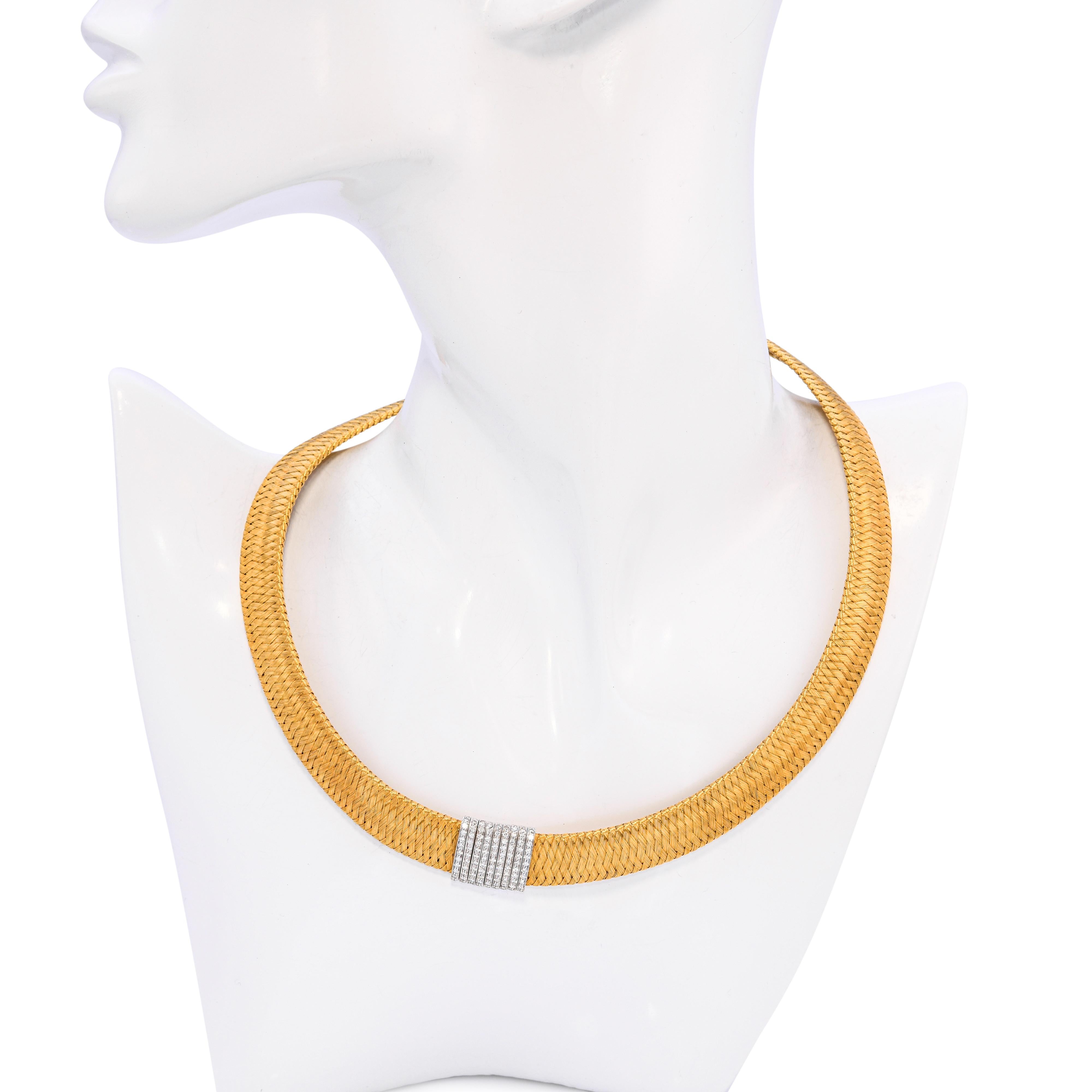 Roberto Coin 18k Two Tone Gold Appassionata Woven Collar Necklace