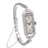 Art Deco Platinum Shreve & Co 1.00tcw Diamond Hand Wind Ladies Watch