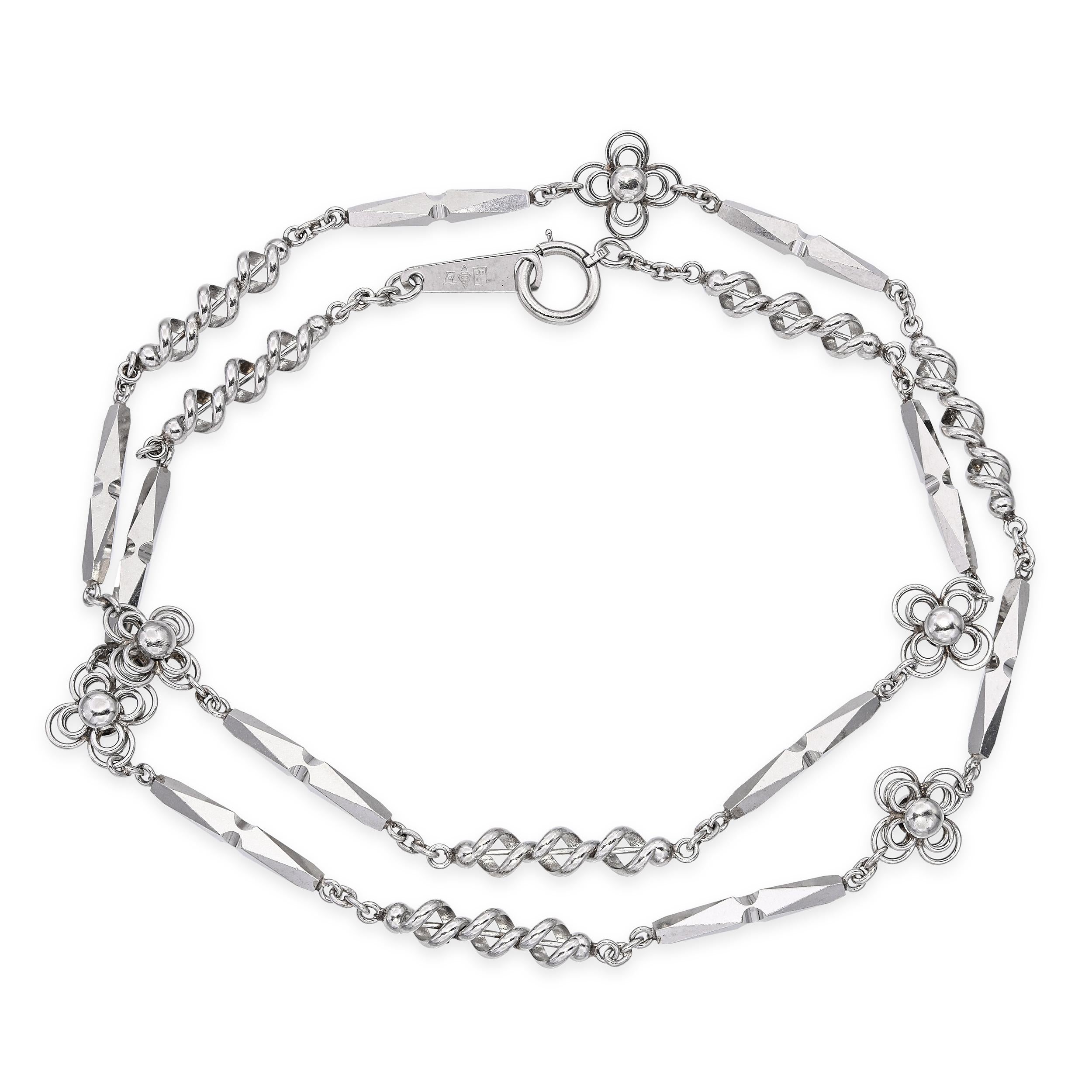 Platinum Ornate Link Chain Necklace